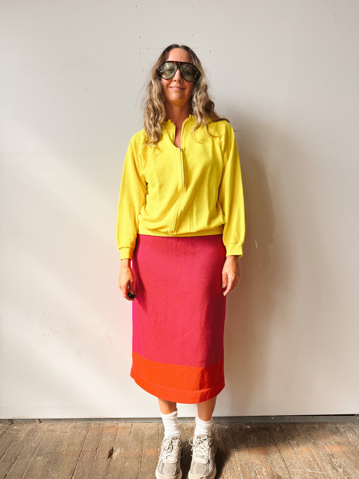Two-Tone Sunset Knit Pencil Skirt (32")