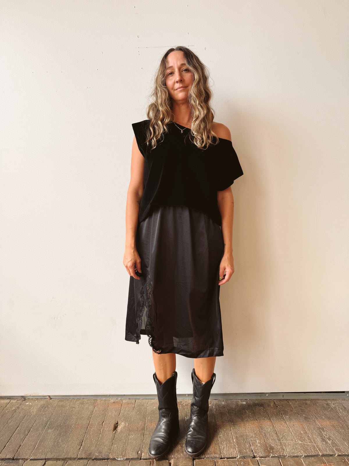 Zoran Velvet Off Shoulder 80s Blouse (M)
