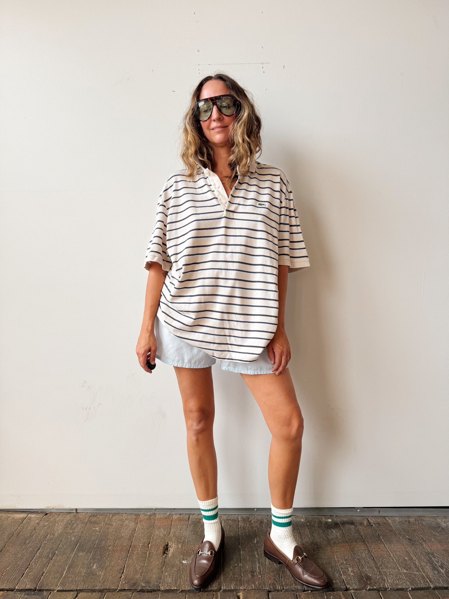 Beige 00s Striped Polo (XL)