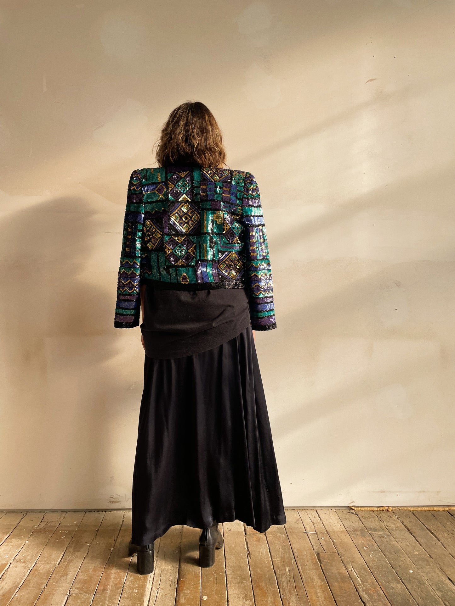 Silk and Sequin Cropped Jacket (S)