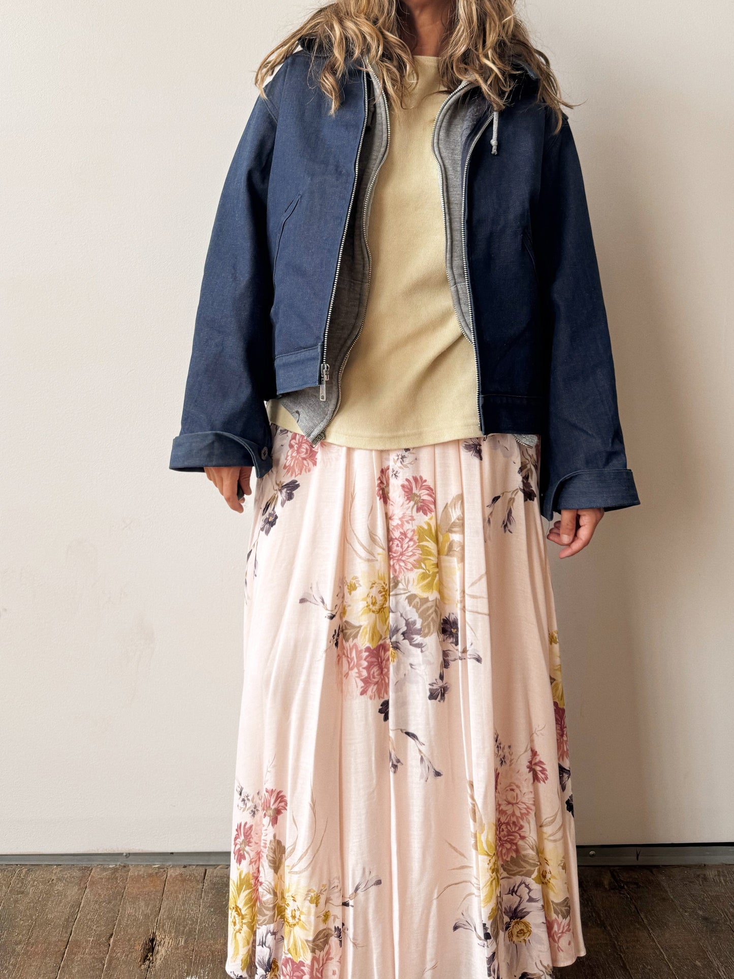 90s Floral Elastic Maxi Skirt (30")