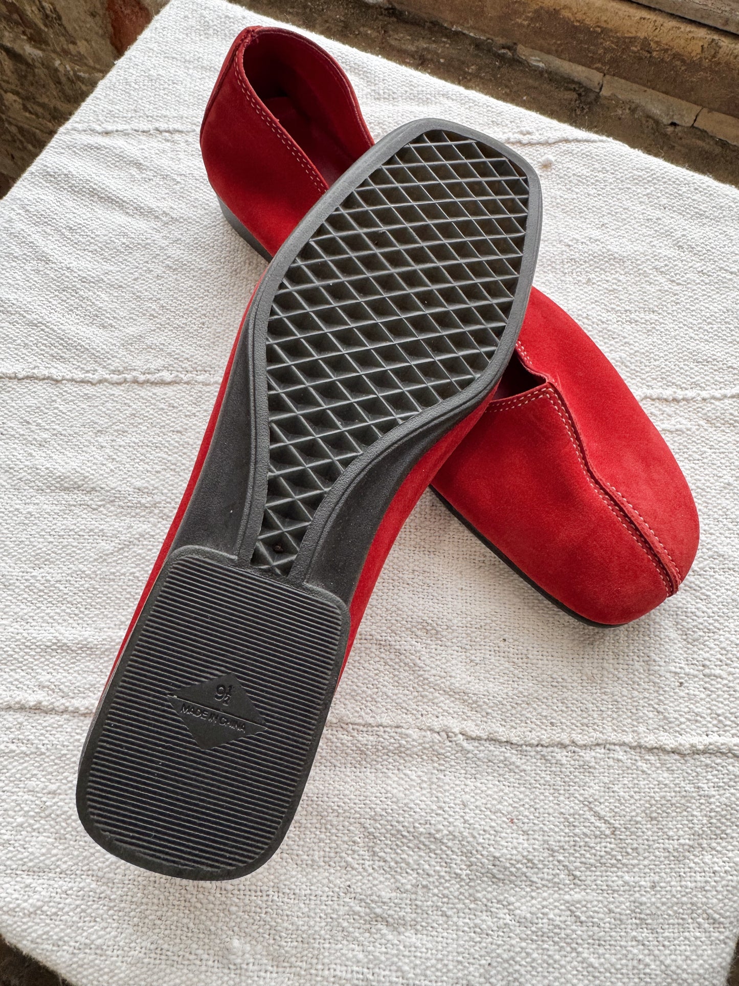 Red Suede Seamed 90s Flats (10)