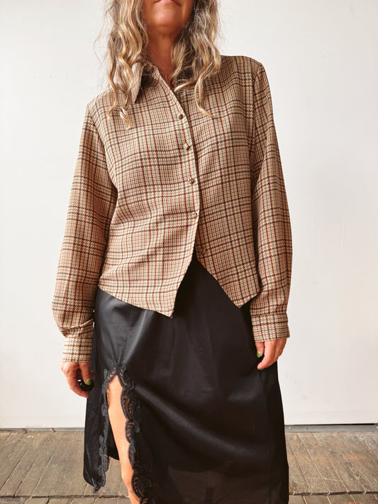 Plaid 90s Yves Blouse. (M)
