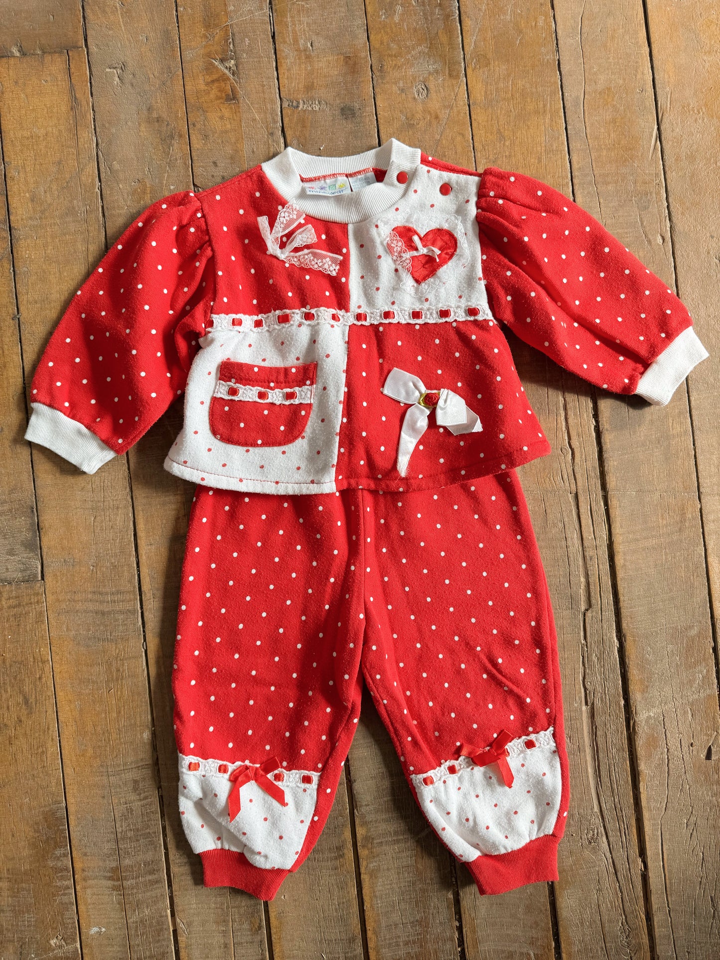 90s Valentine Heart 80s Sweatsuit Set (18mths)