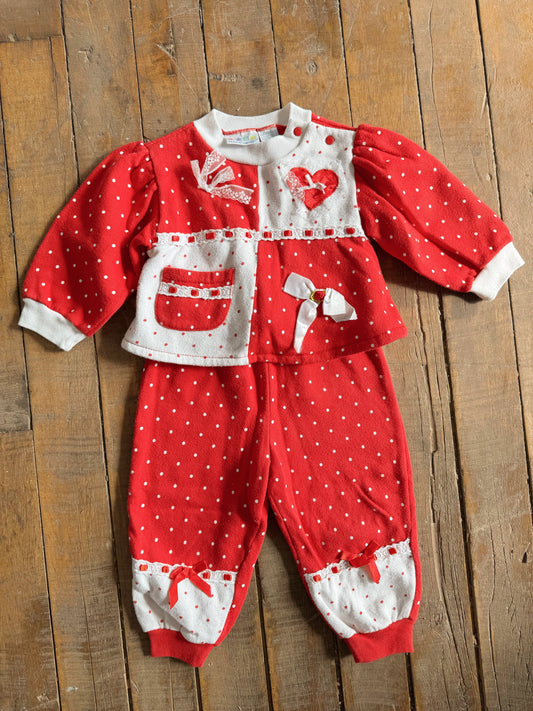90s Valentine Heart 80s Sweatsuit Set (18mths)