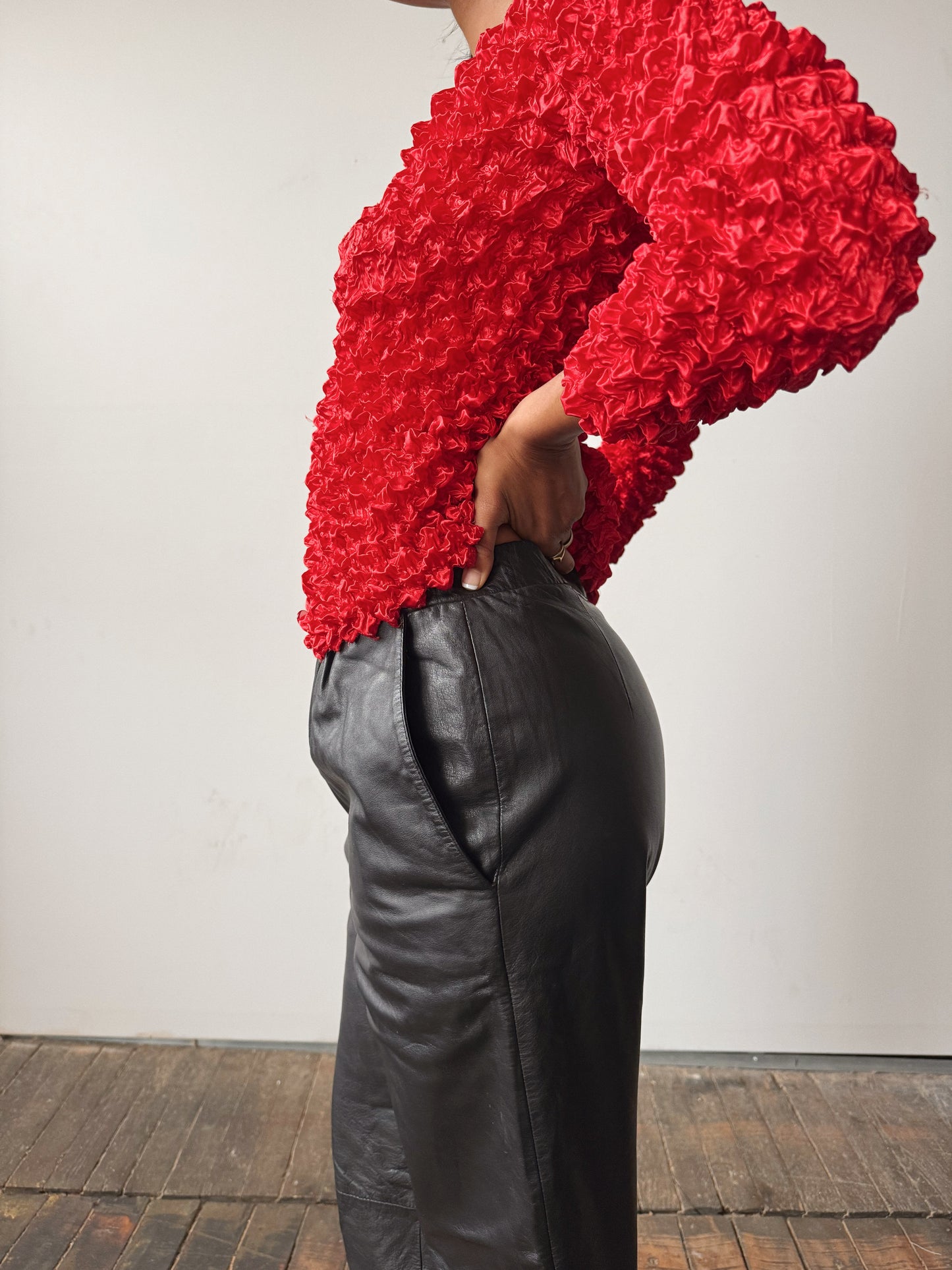 Black Leather 90s Trouser (28")