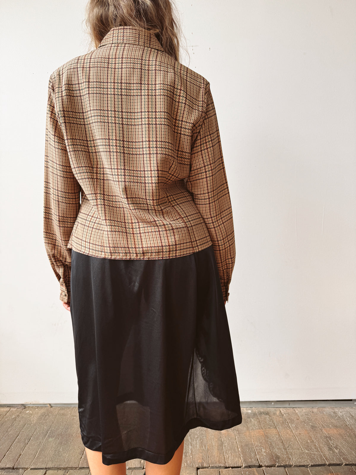 Plaid 90s Yves Blouse. (M)