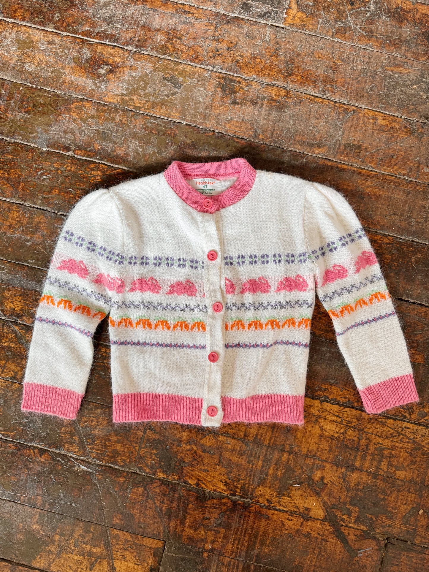 80s Bunny and Carrot Cardigan (4T)