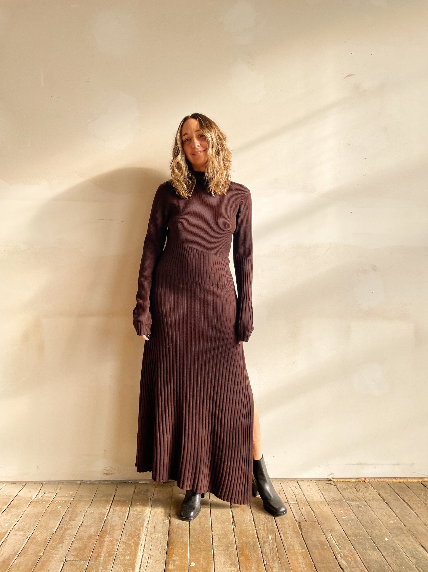 Merino Wool Ribbed Dress (L)