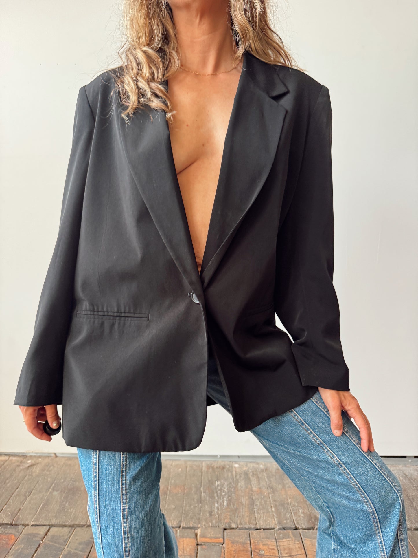 Oversize One-Button 90s Blazer Jacket (M)