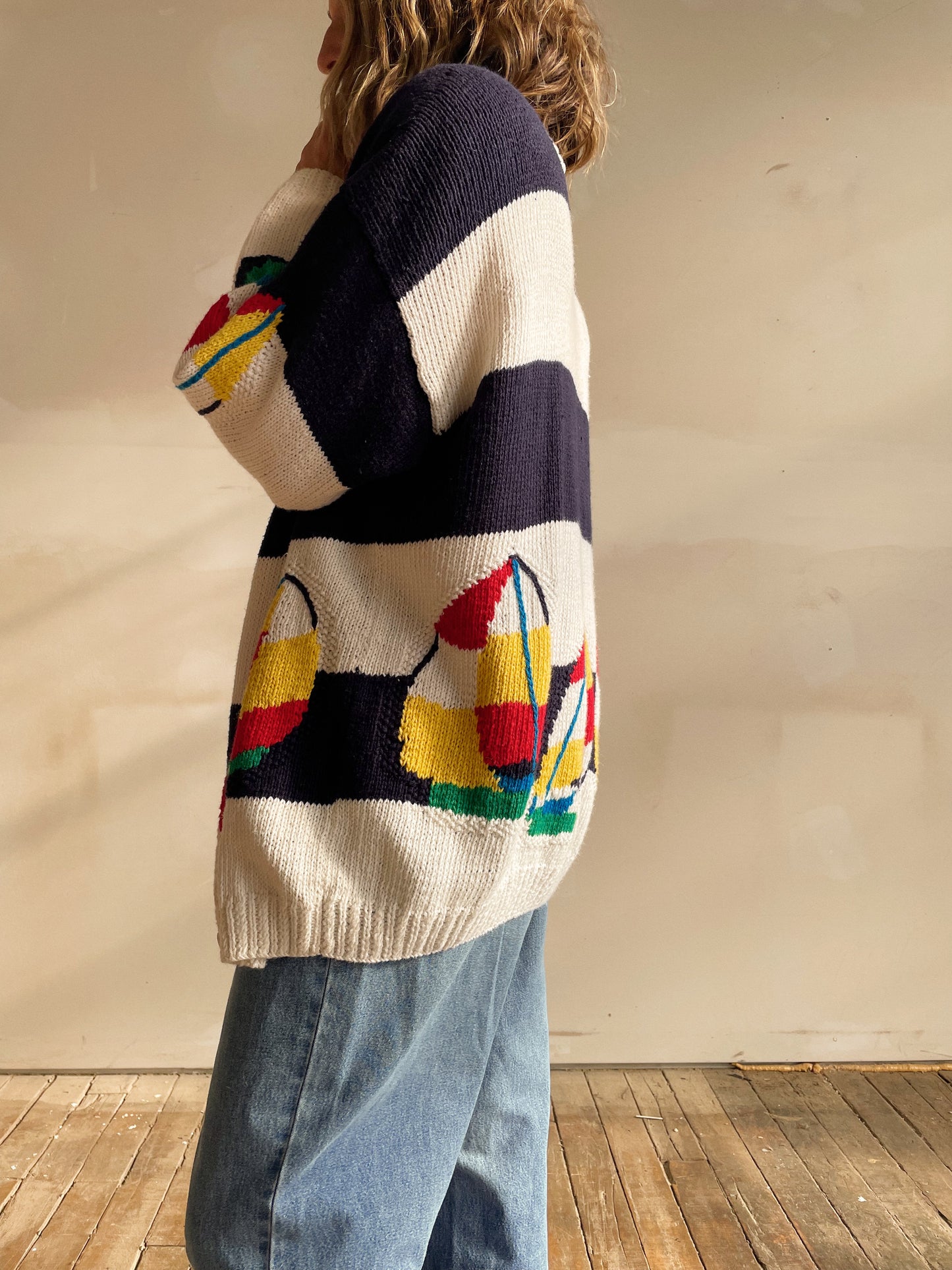 Hand-Knitted Oversize Sailing Cardigan (M)