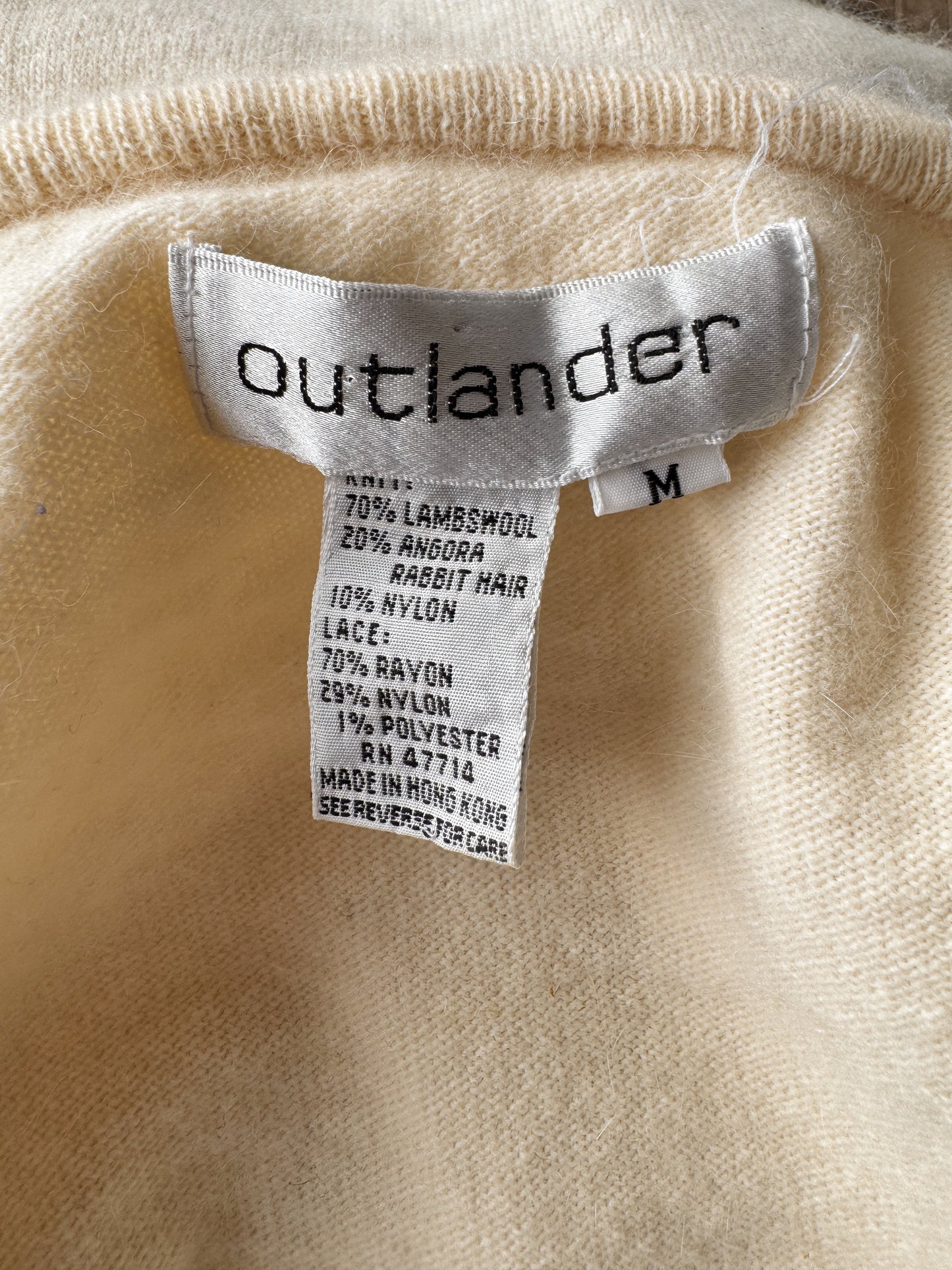 Angora and Lace 90s Off-The-Shoulder Sweater (M)