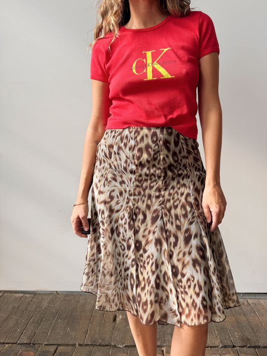 Animal Print 90s Split Skirt (27")