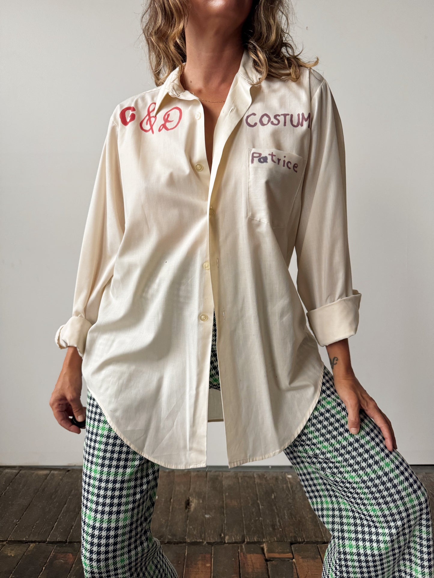 Guys and Dolls Costume Crew 70s Handwritten Shirt (Mens L)