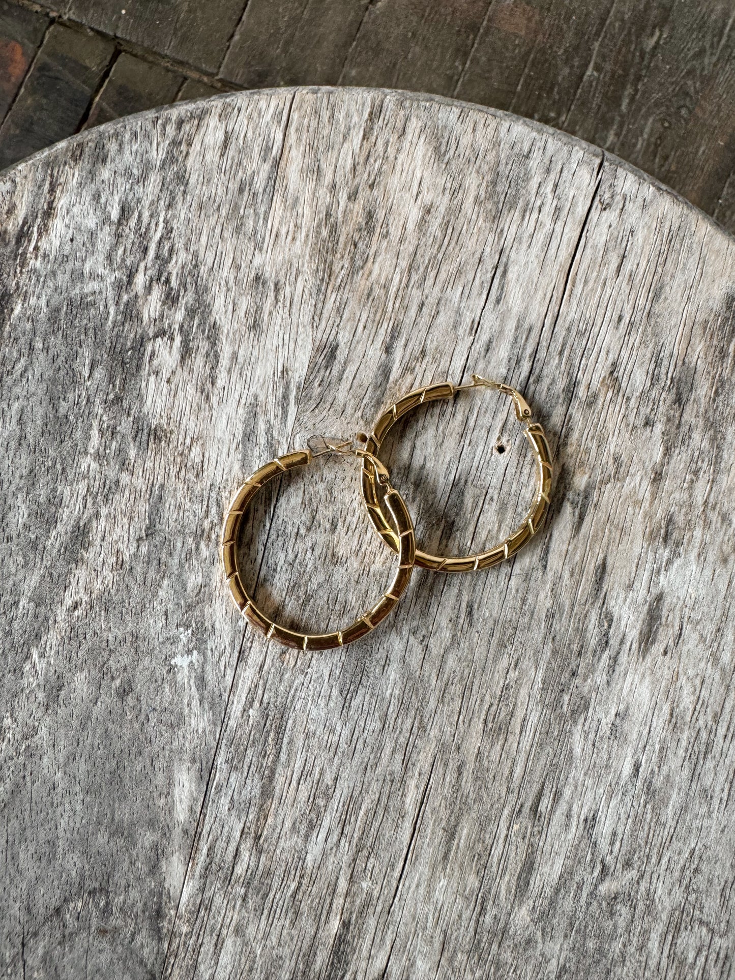 Textured Gold Tone Hoops