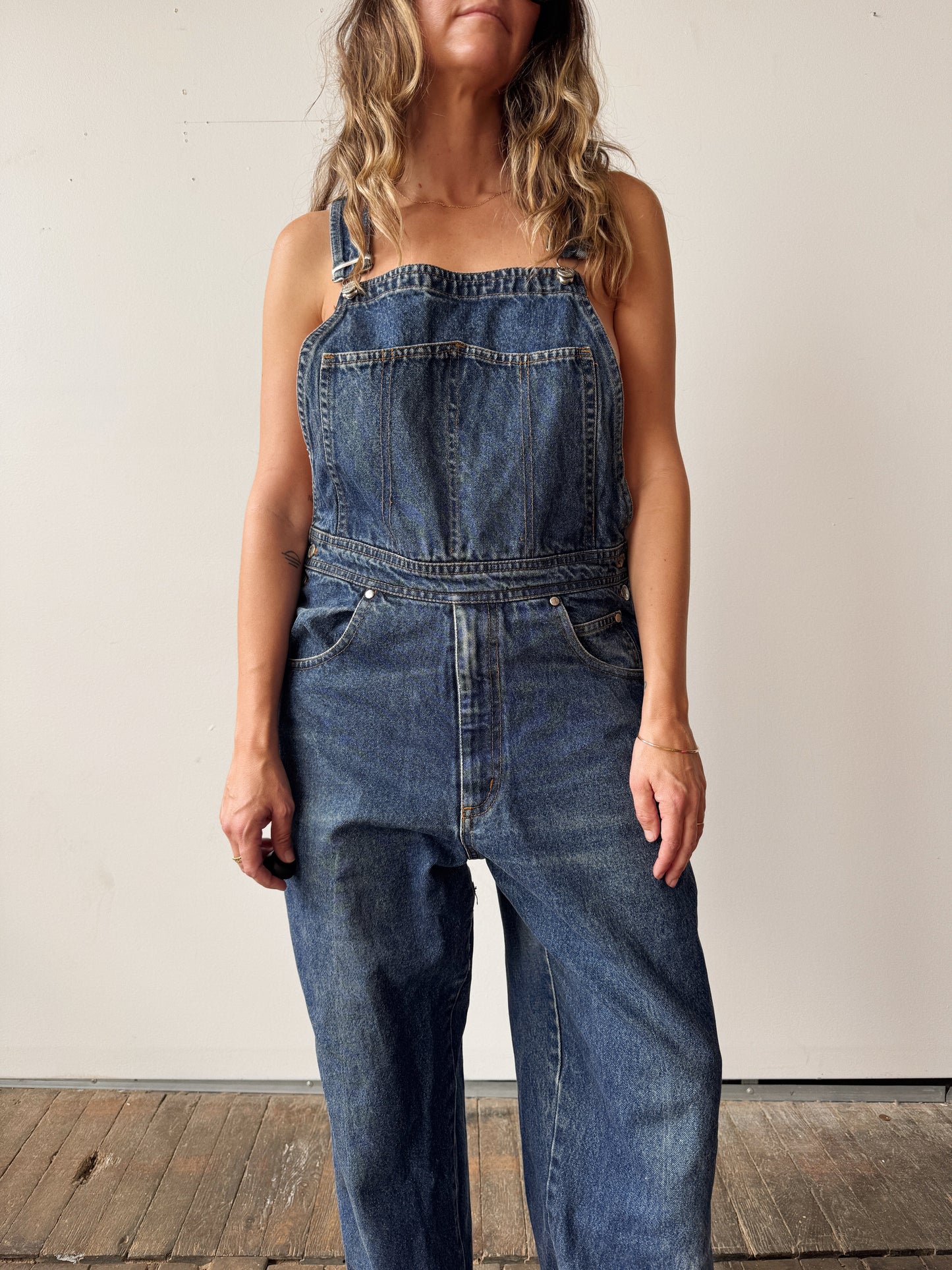 Y2K Heavy Denim Overalls (M)