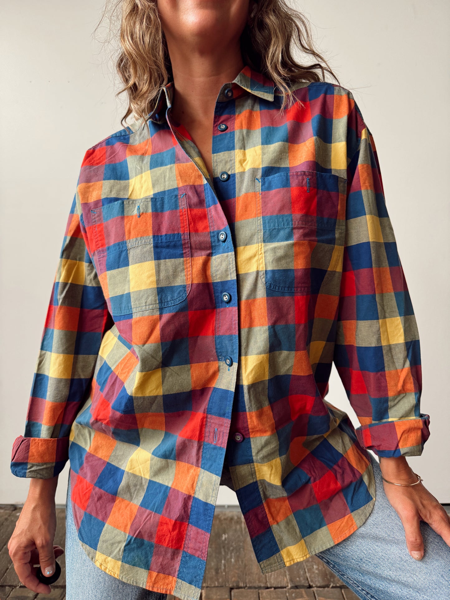 Multicolor Plaid Woven Shirt (M)