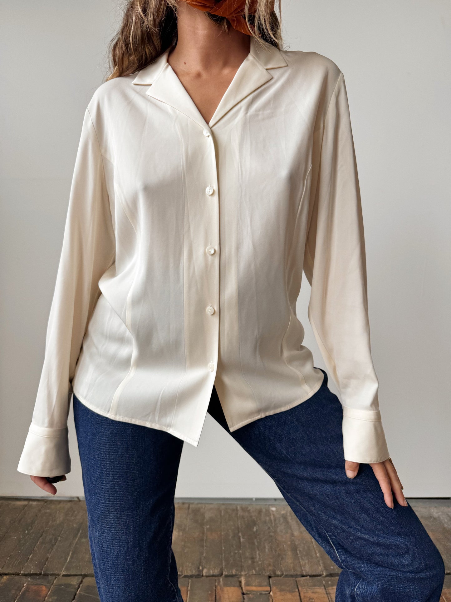 Silk 90s Ivory Blouse (M)