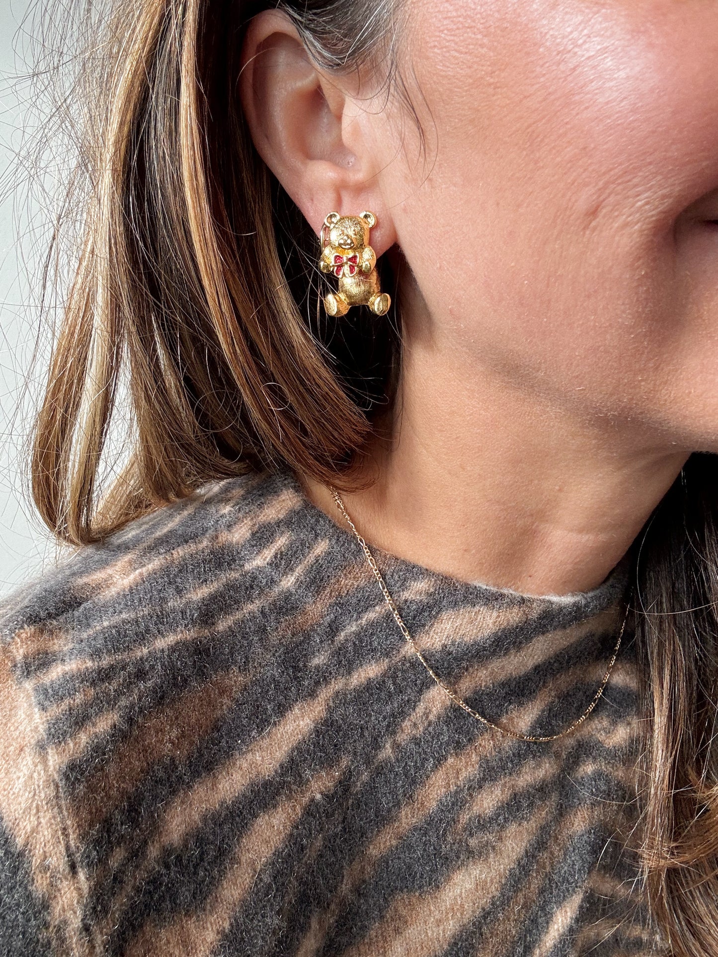 Christmas Bear Ear Jacket Earrings