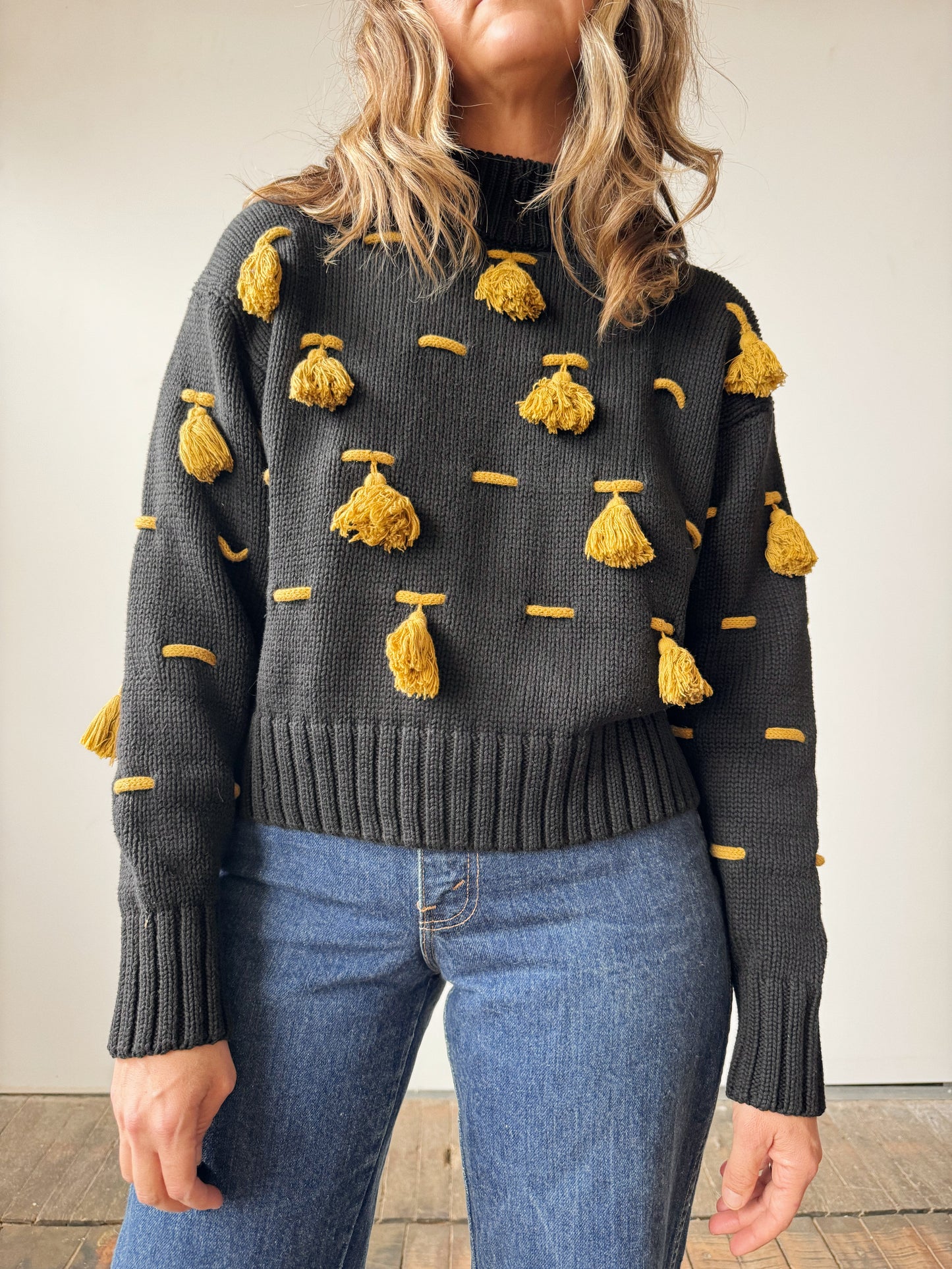 80s Tassel Cropped Sweater (S)