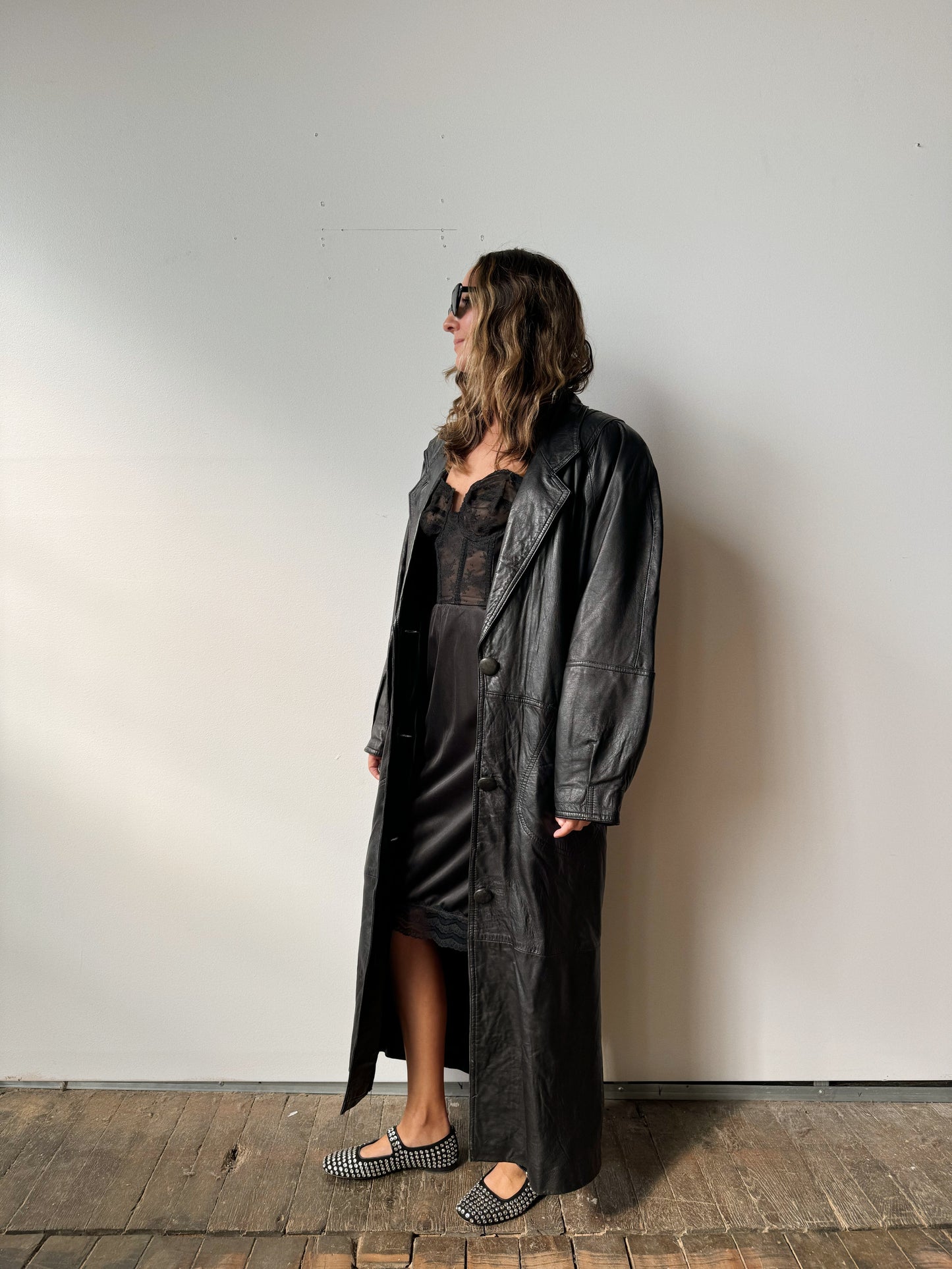 Leather 90s Oversize Trench (M)