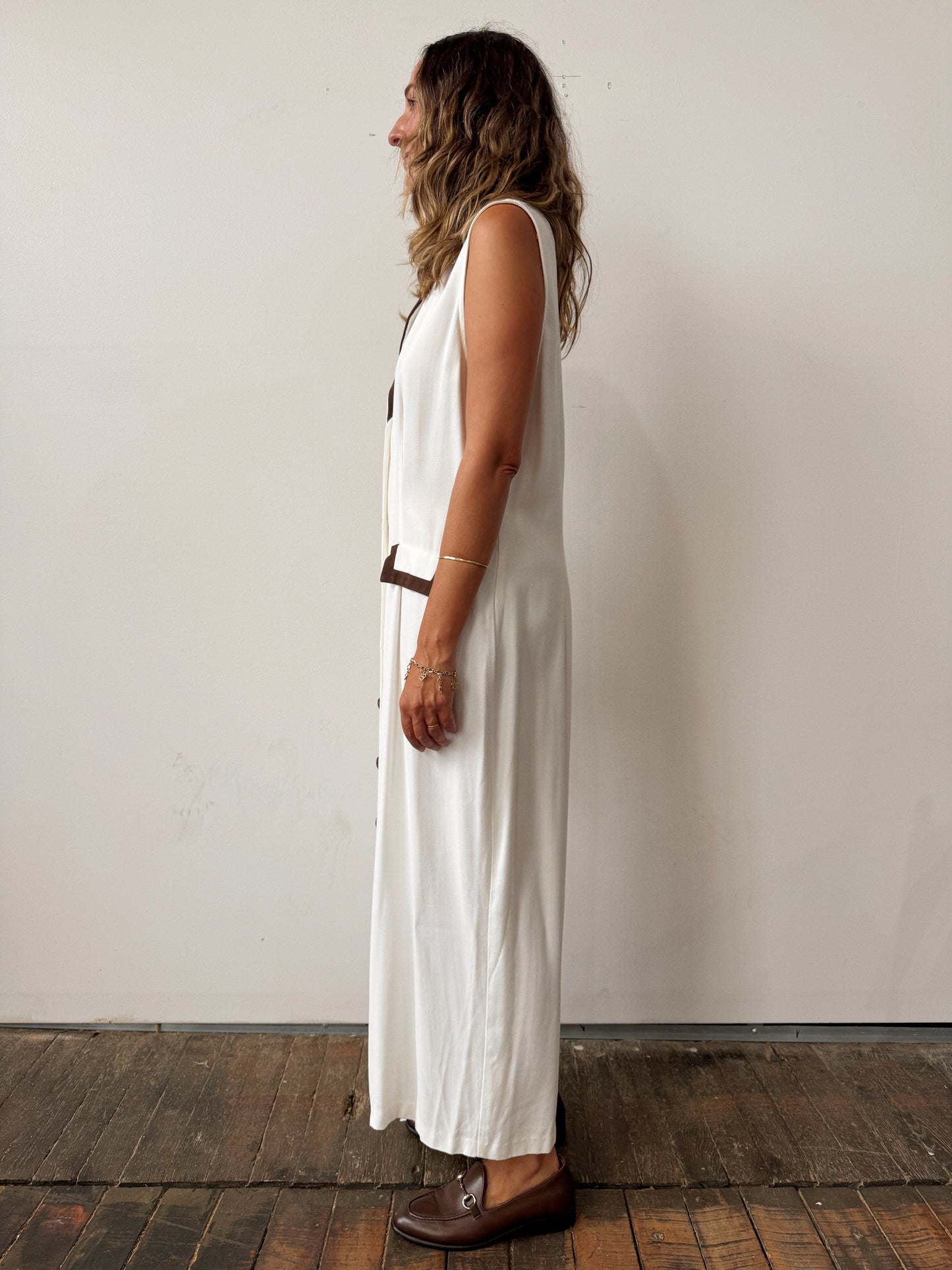 Hart White and Brown 90s Dress (L)