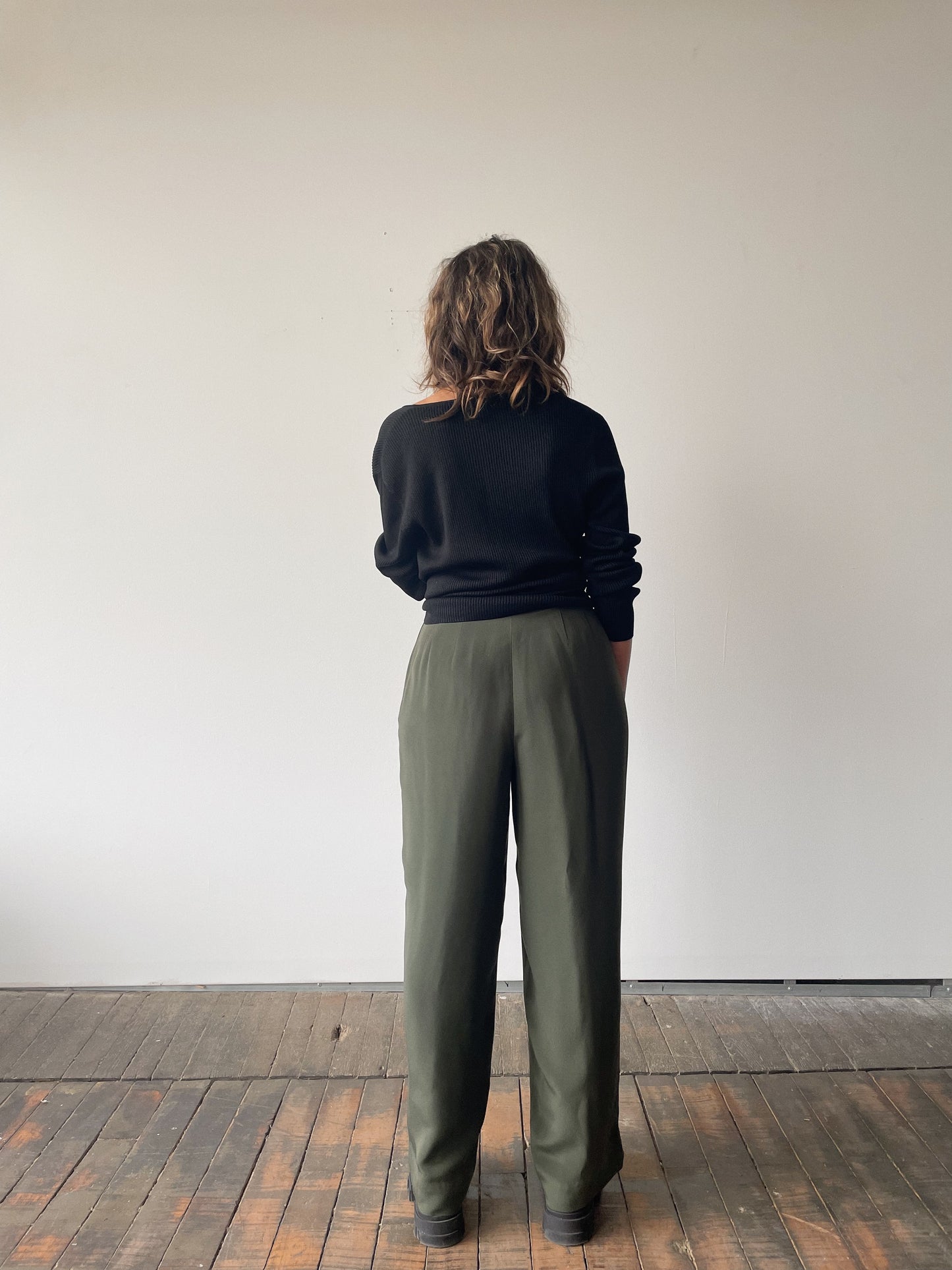 Olive Silk Pant