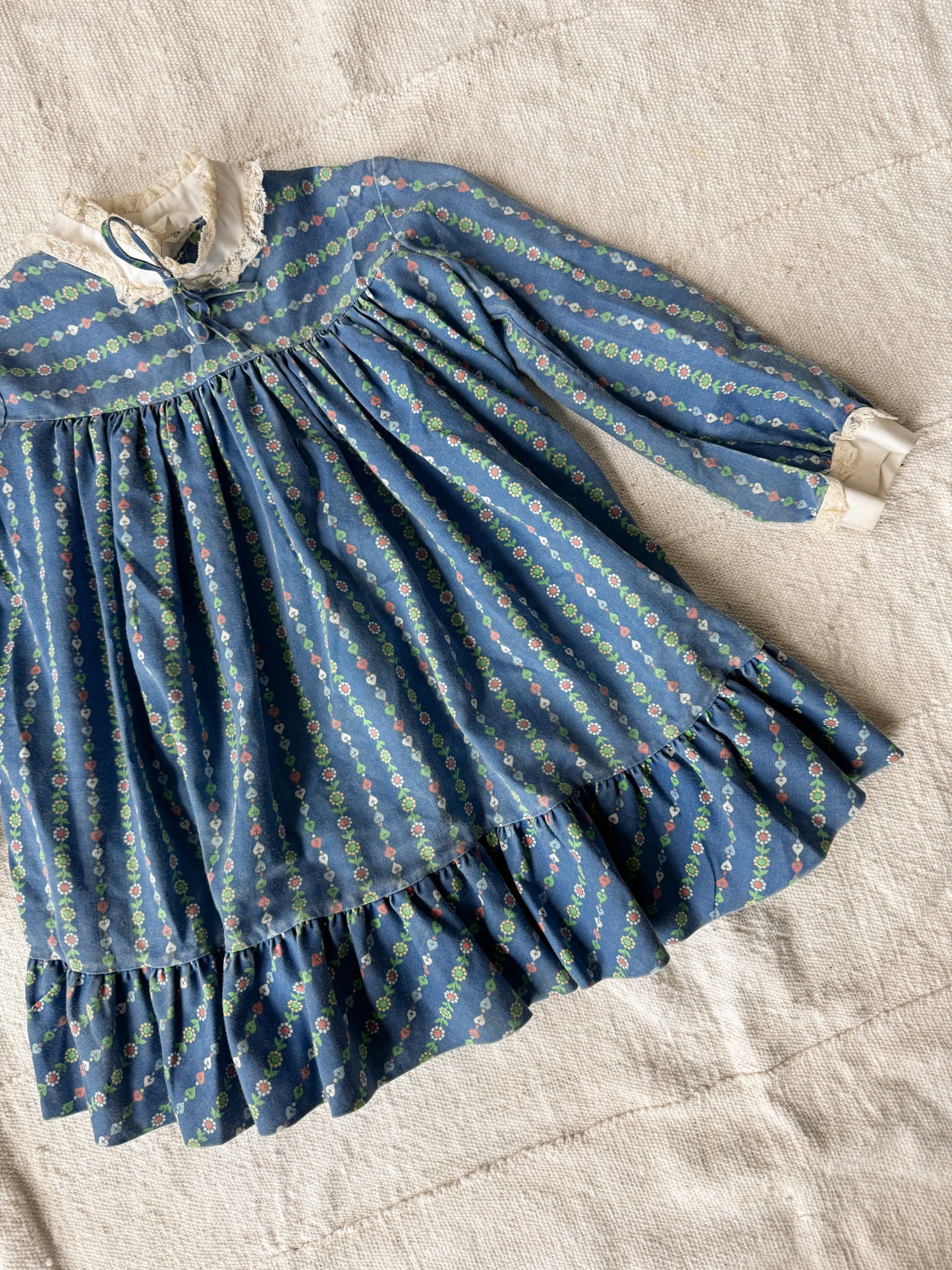 70s Prairie Heart and Flower Print Dress (3T)