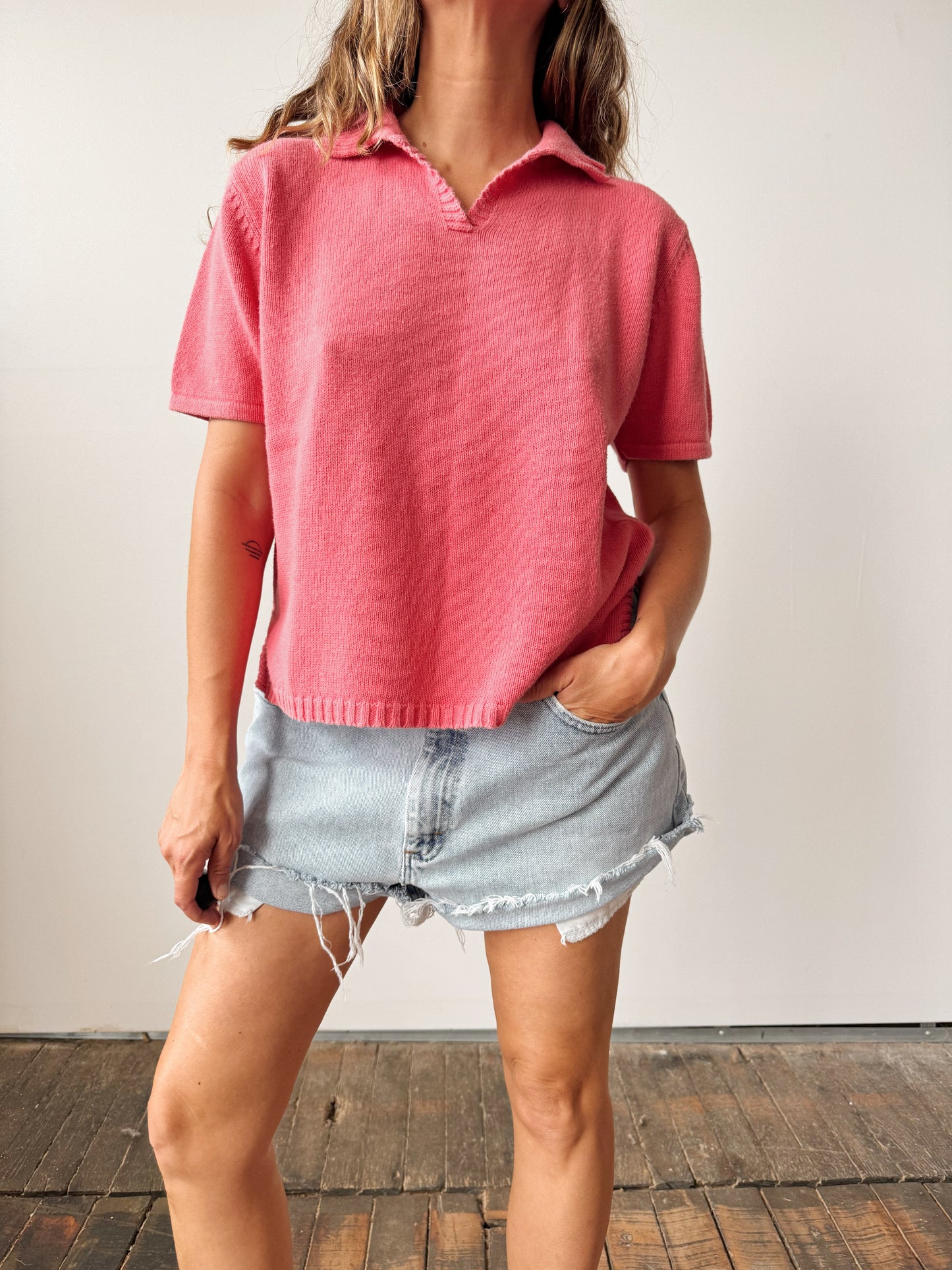 Salmon Knit Summer Sweater (S)