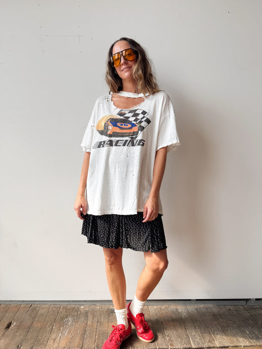 Racing Distressed Thin 90s T-Shirt (Mens L)