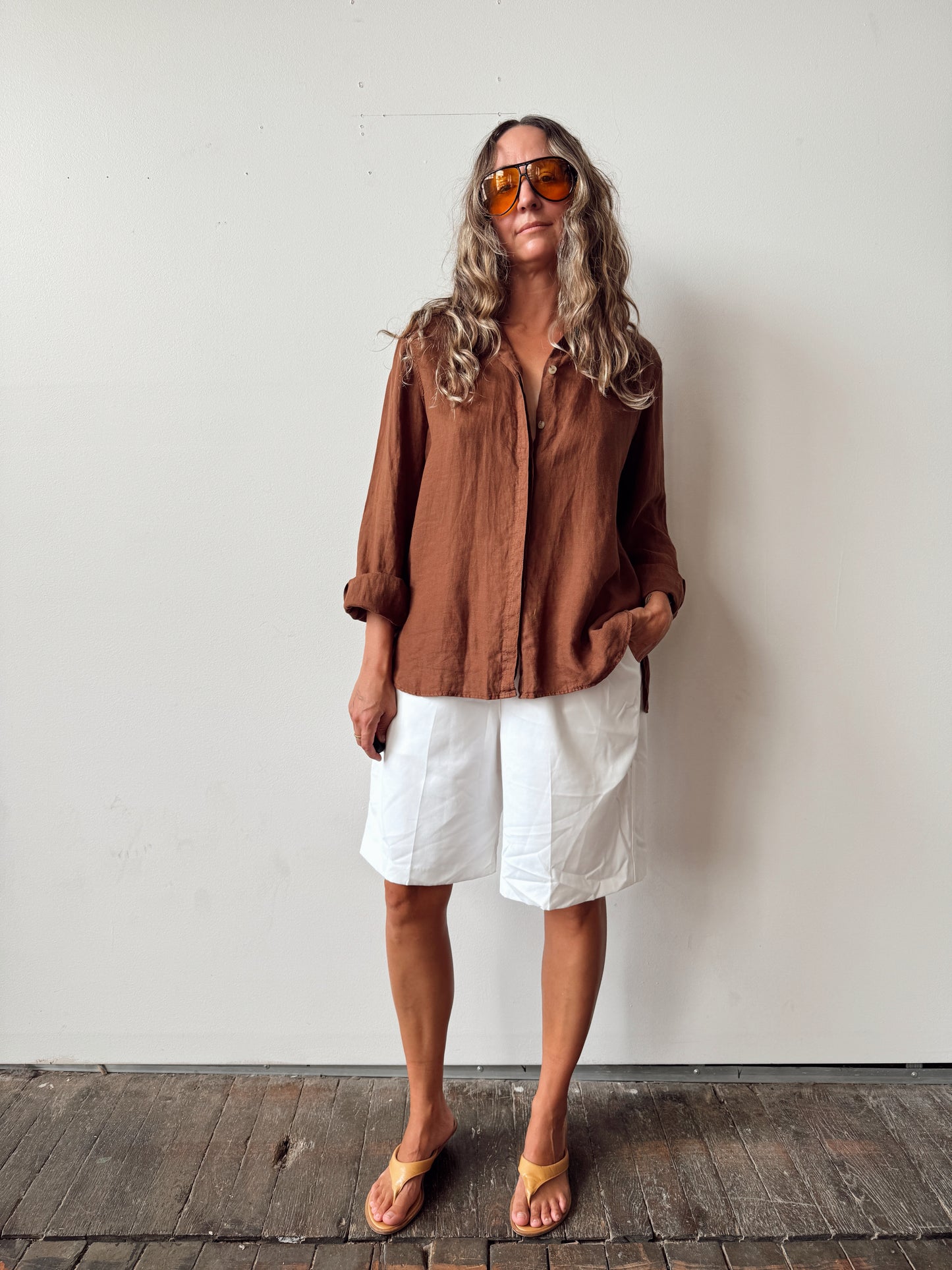 Linen 00s Brown Blouse (M)