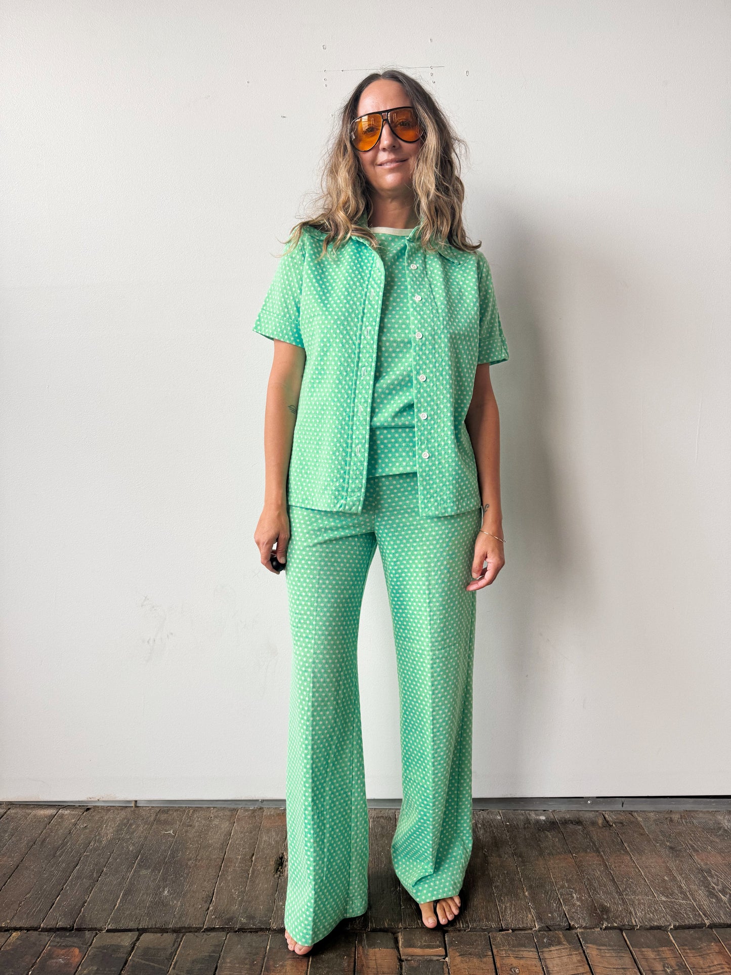 6-Piece Textured 70s Seafoam Set (M)