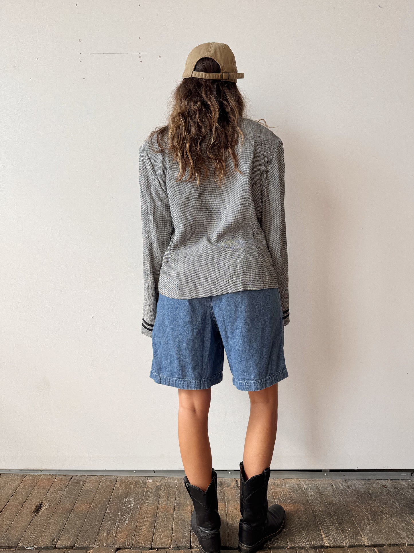 Houndstooth 90s Collar Blouse (M)