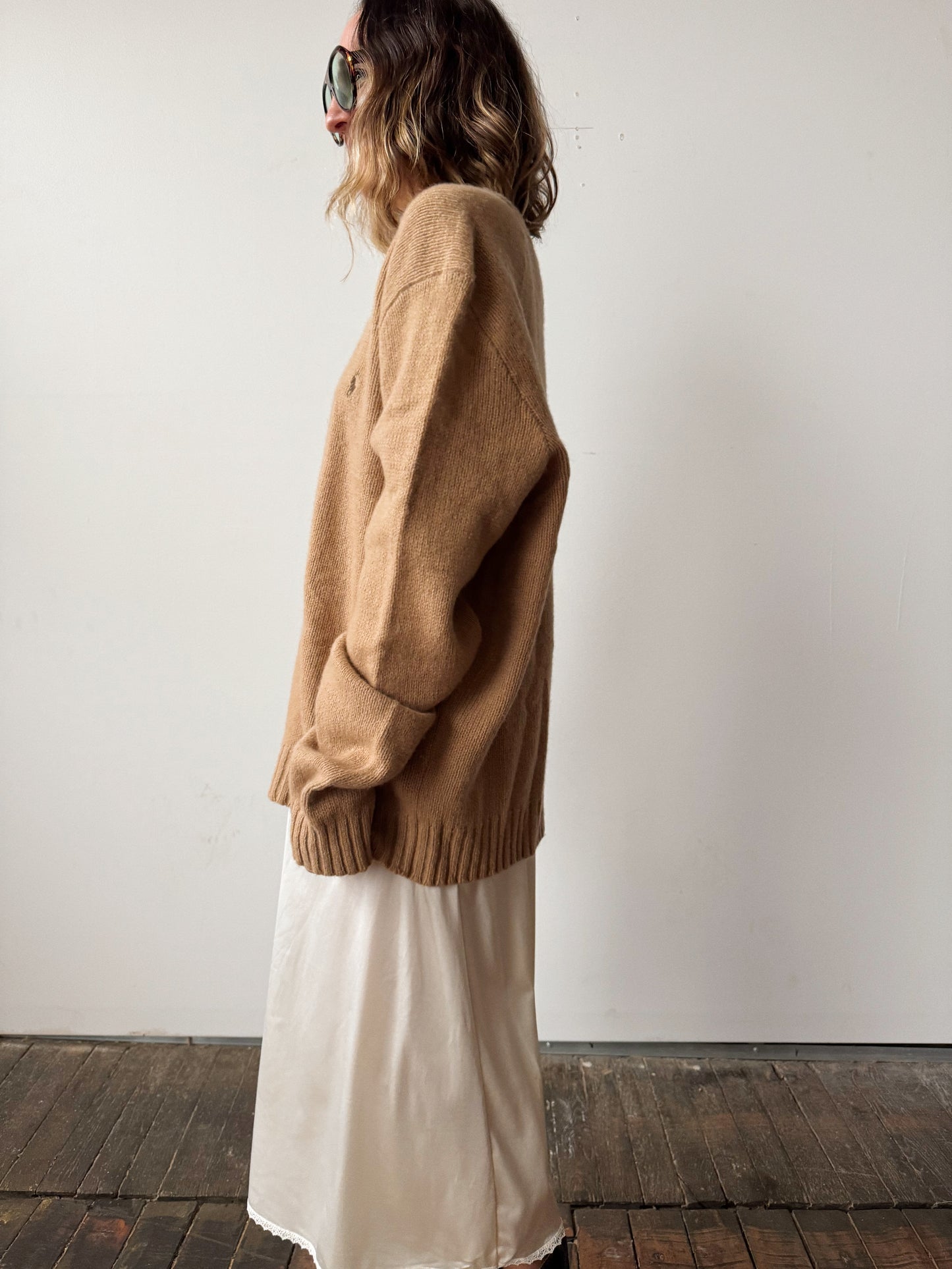 Polo Merino Wool and Angora Rabbit Crewneck Camel Sweater (Mens XXL)