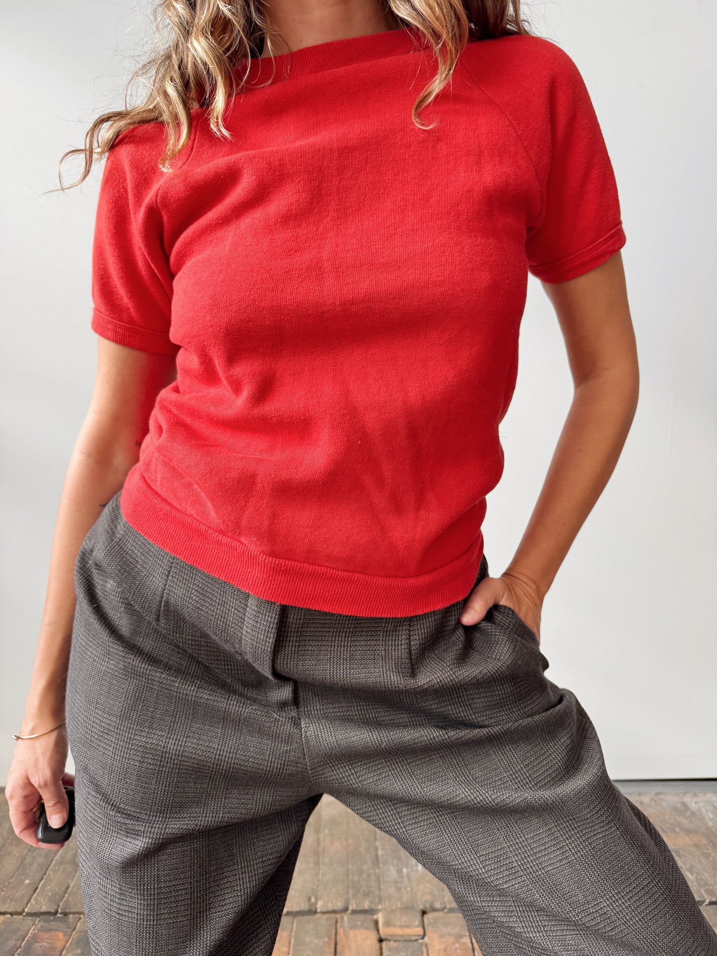 70s Crewneck Raglan Short Sleeve Sweatshirt (XS)