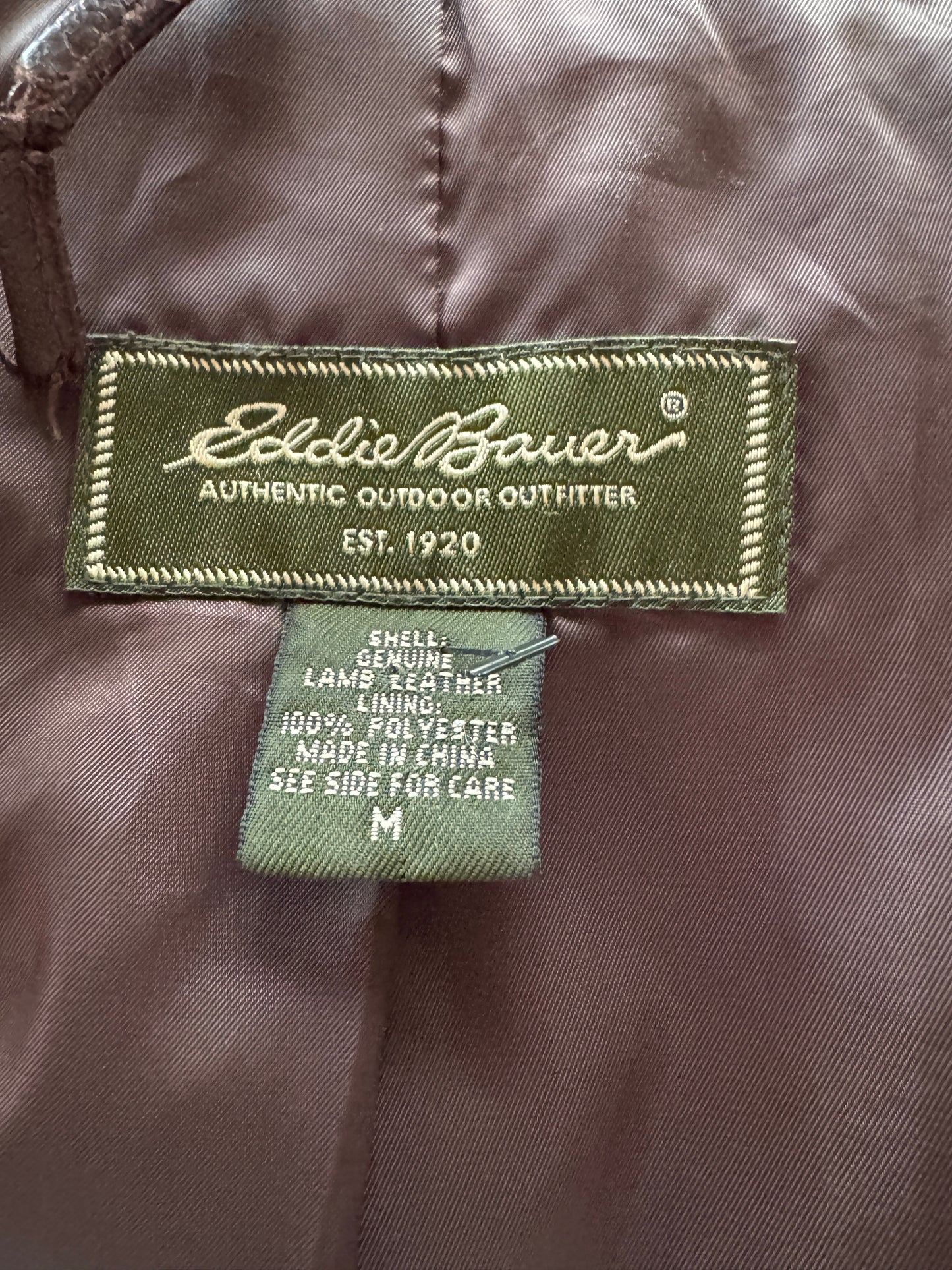 Eddie Bauer 90s Brown Leather Jacket (M)