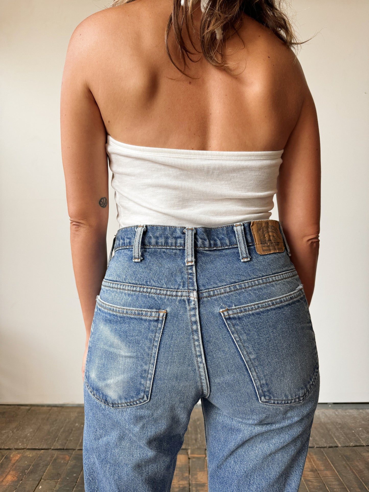 70s Plain Pocket Jeans Straight-Leg Denim (28")