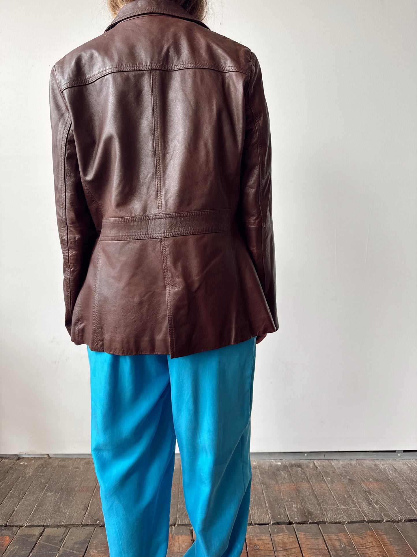 Eddie Bauer 90s Brown Leather Jacket (M)