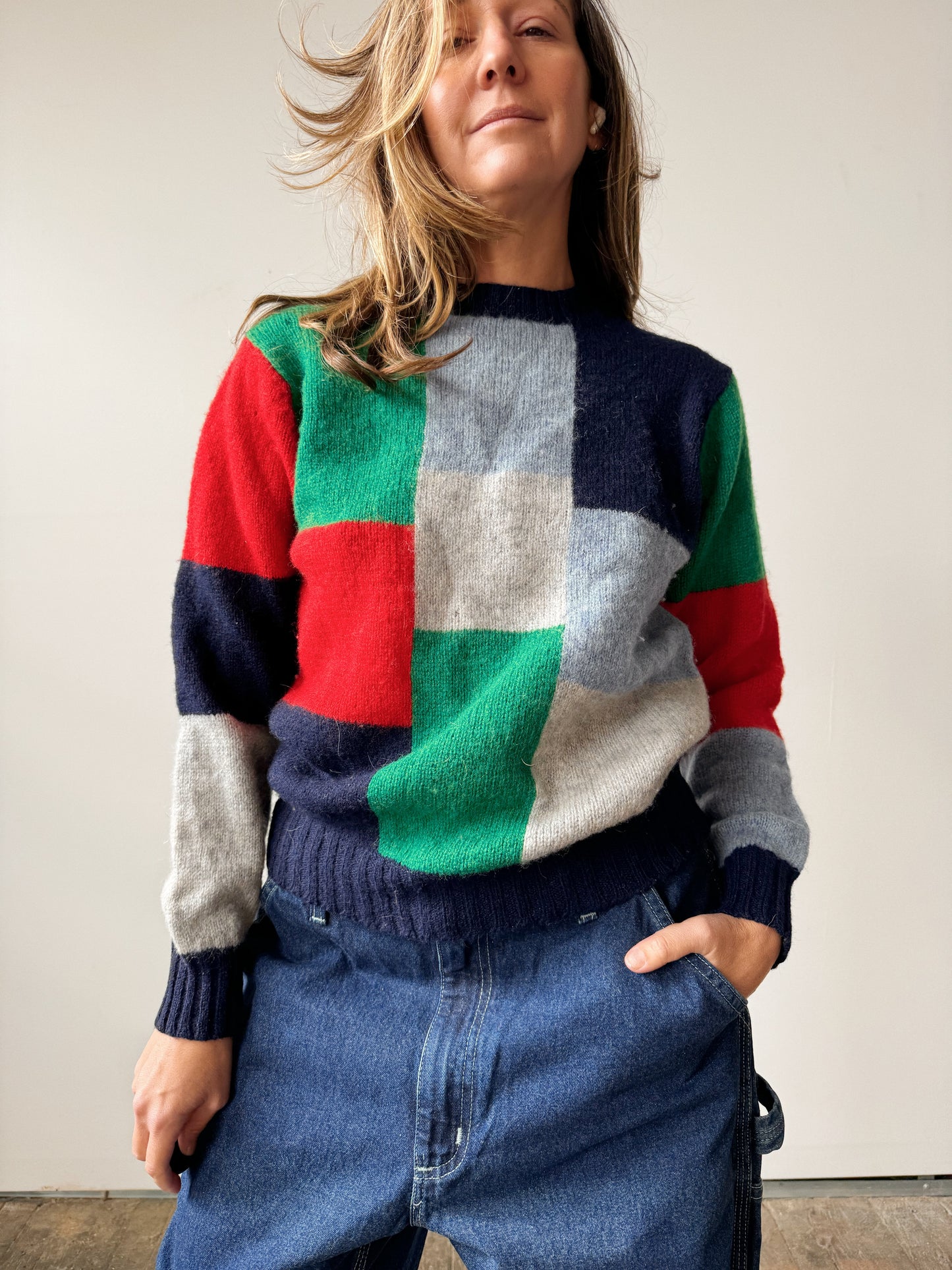 Wool Colorblock Crewneck Sweater (S)