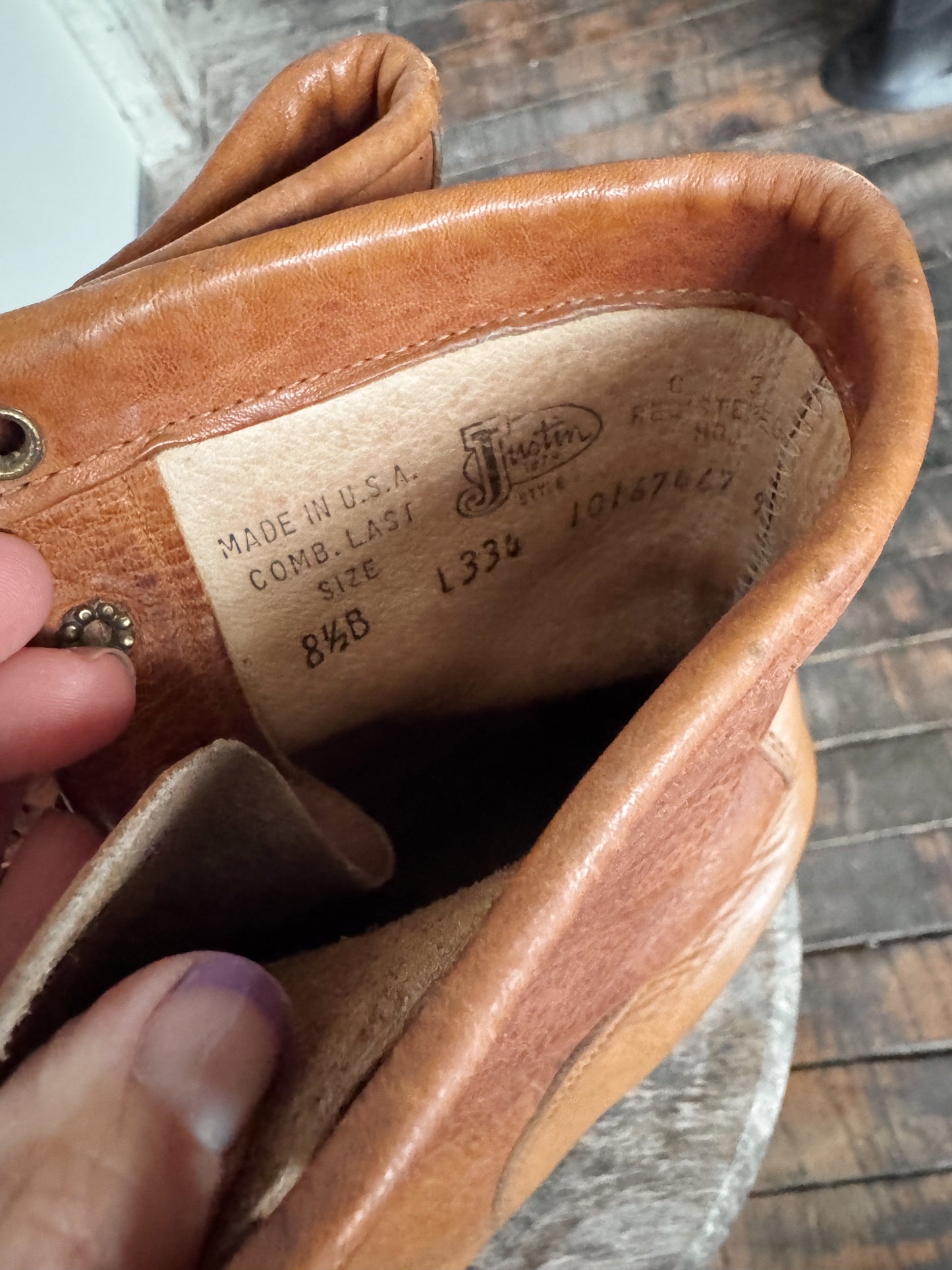 90s Leather Roper Lace-up Boot (8.5)