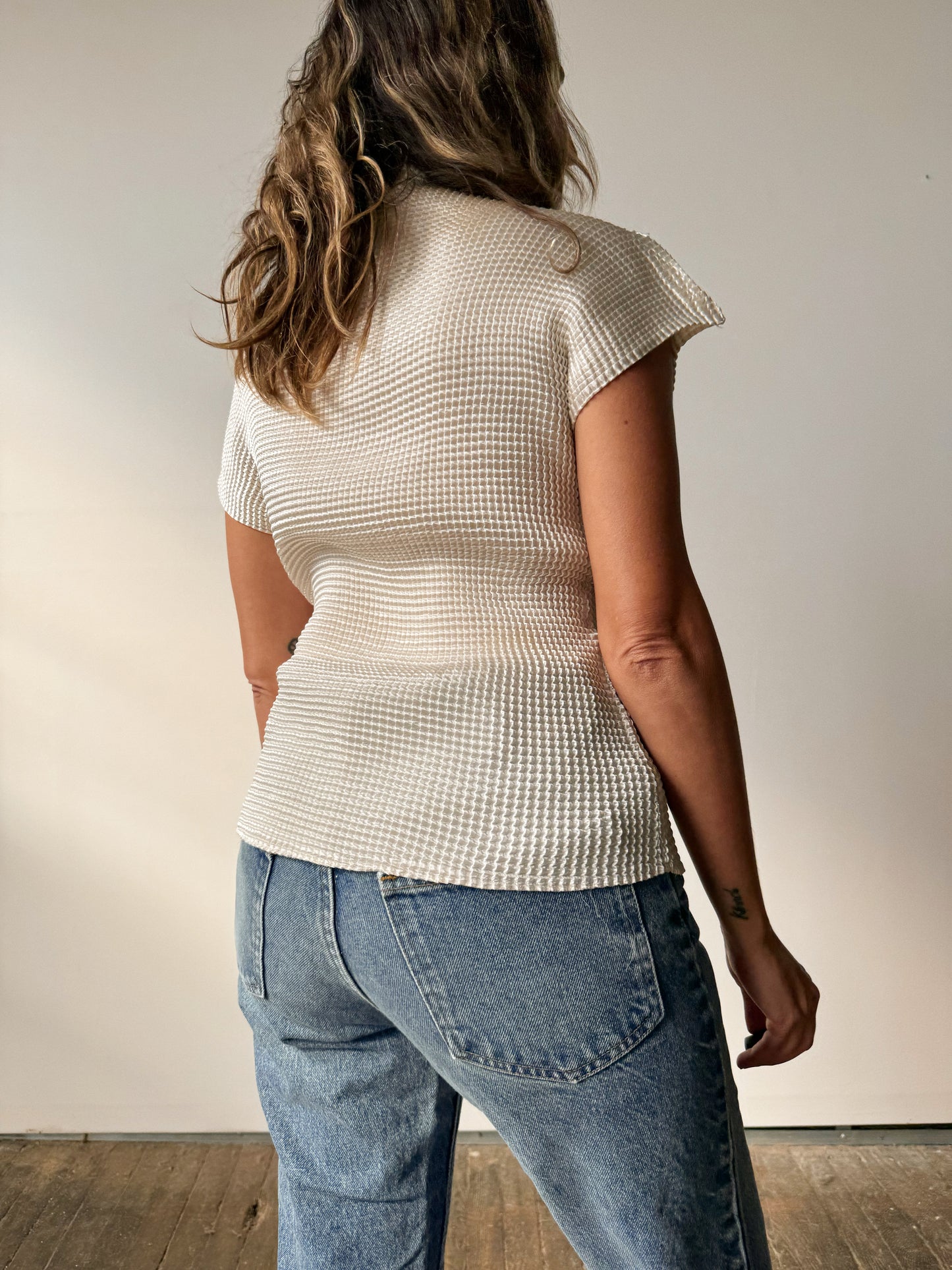 Textured Ivory Blouse (Open Size)