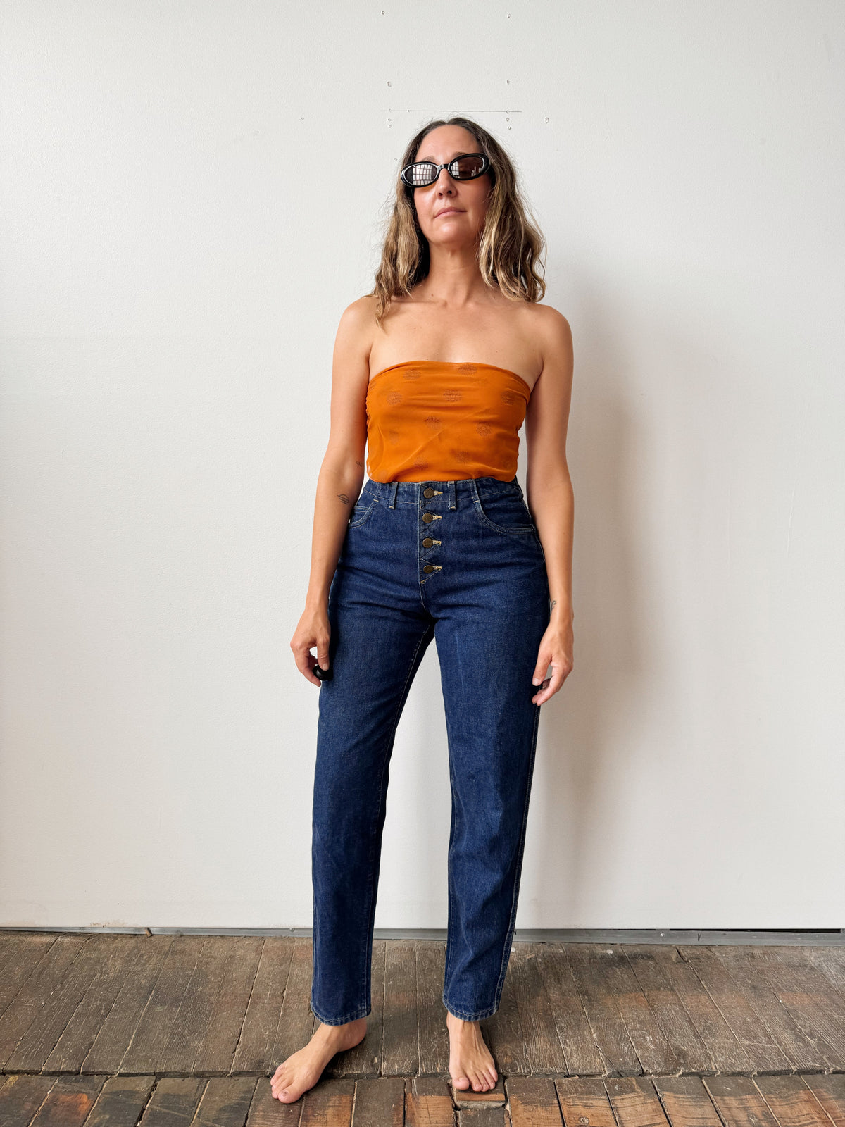 Lee 70s Button Front Dark Wash Denim Jeans (26