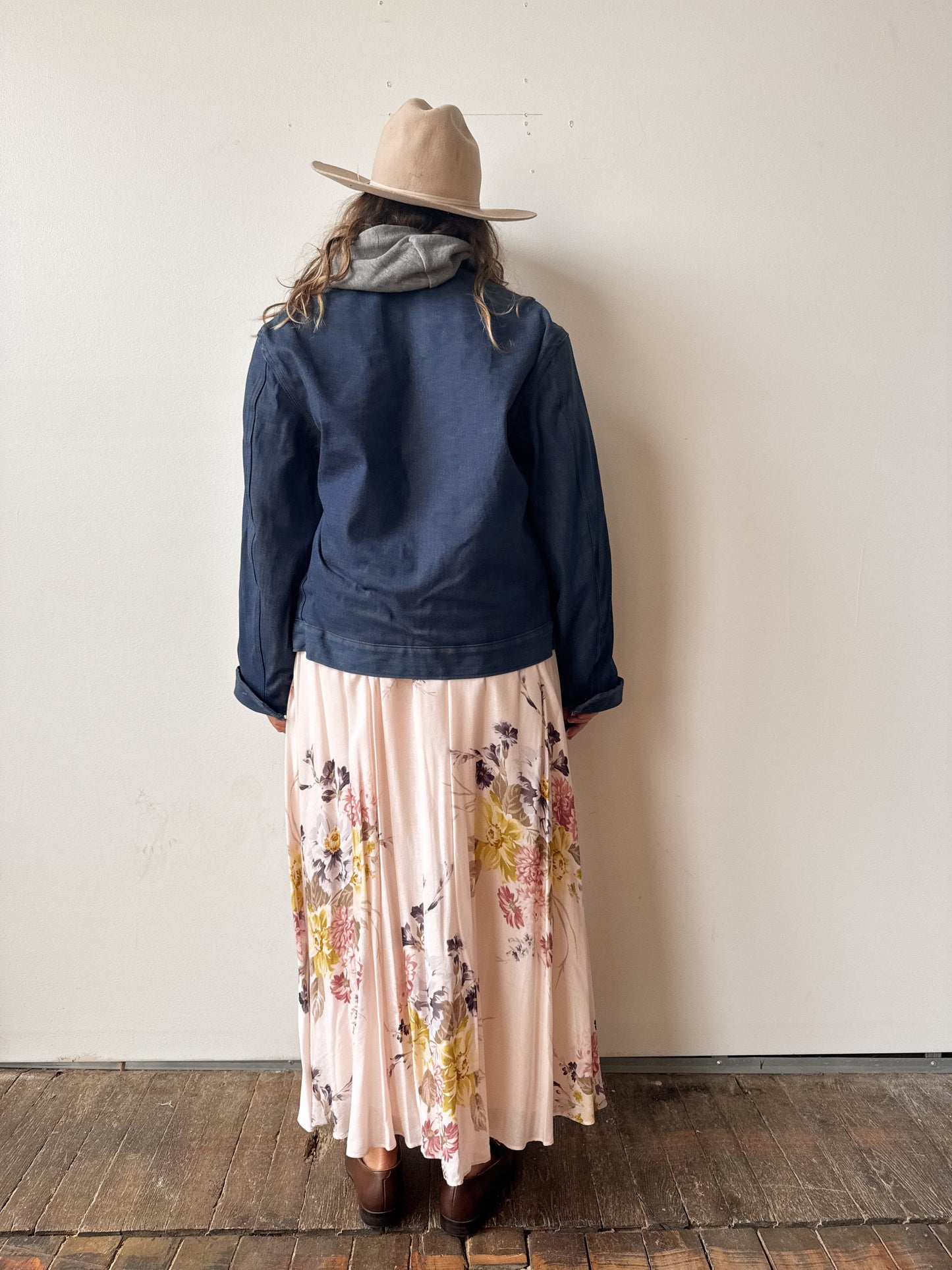 90s Floral Elastic Maxi Skirt (30")