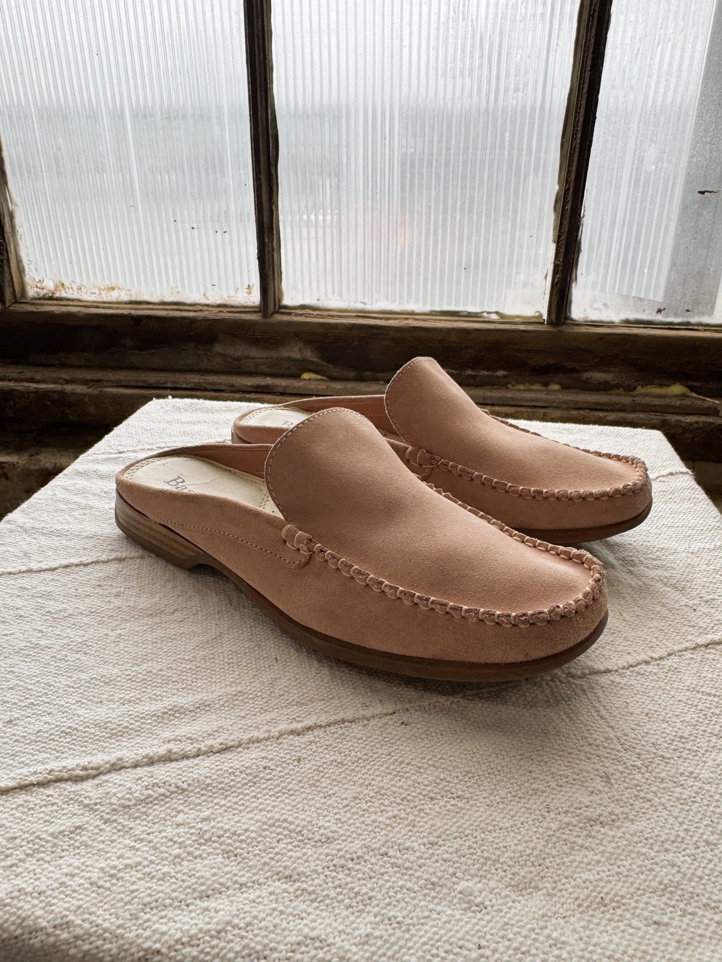 Bass Light Pink Suede Mules (10)