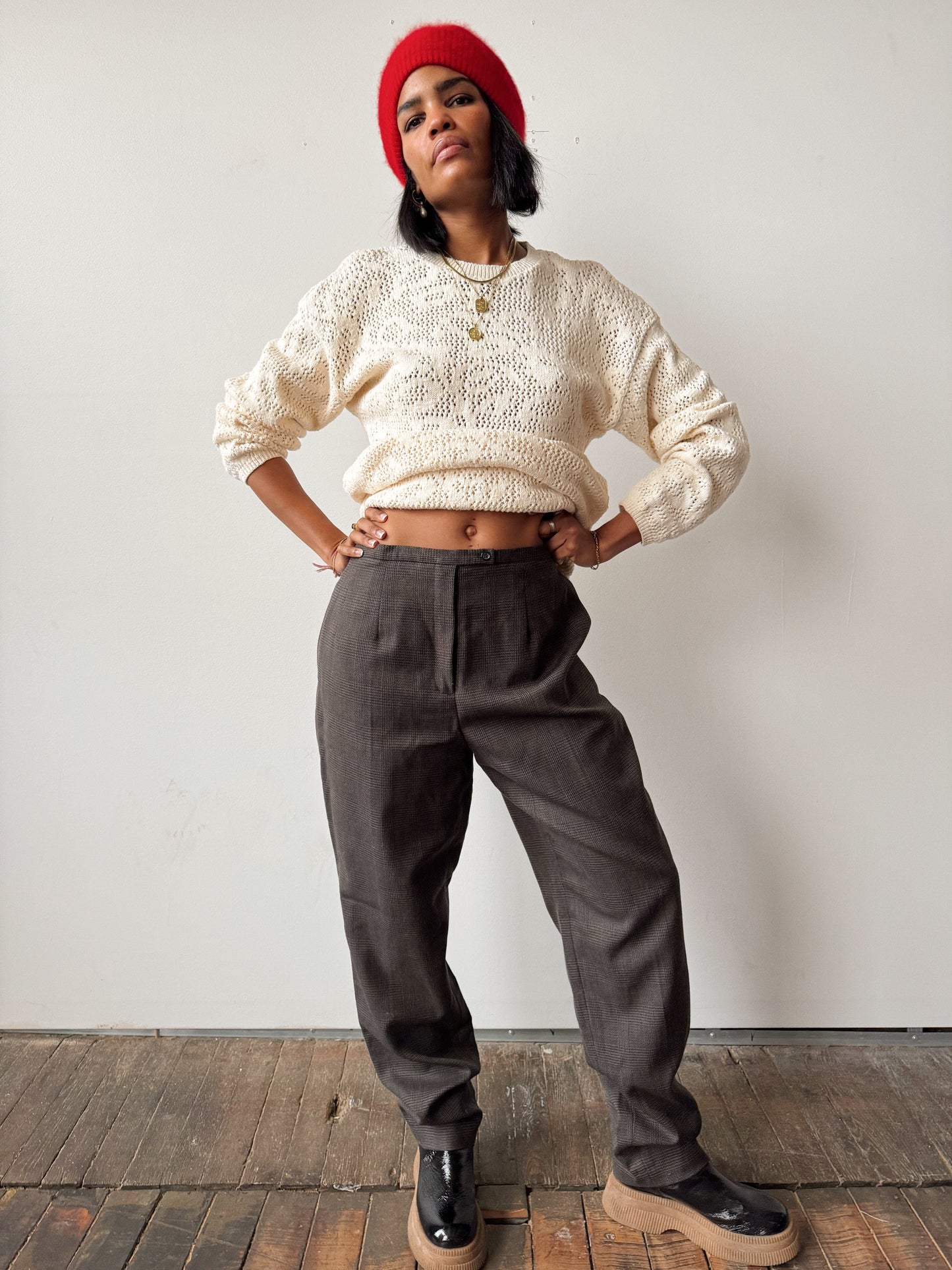 Brown Plaid Trouser Pant (30")