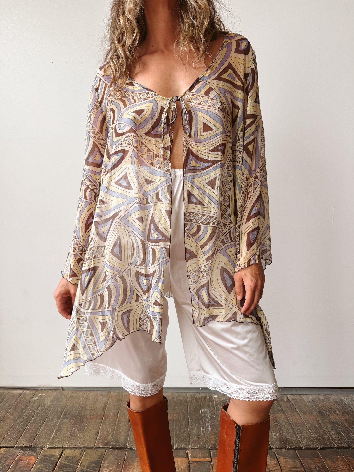 Sheer 90s Tie Tunic Top (S)