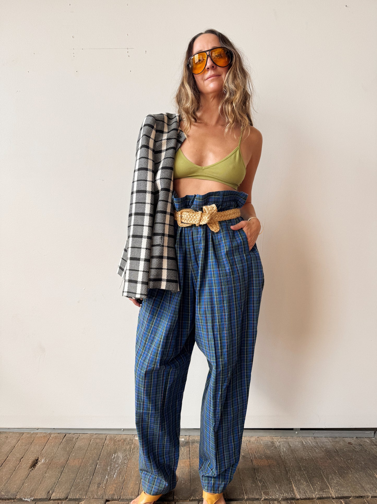 90s Blue Talbots Plaid Trouser Pant (36")