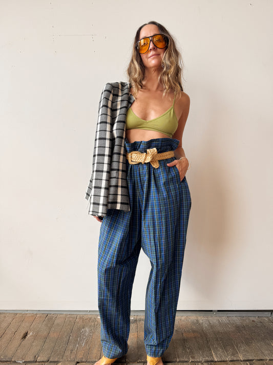 90s Blue Talbots Plaid Trouser Pant (36")