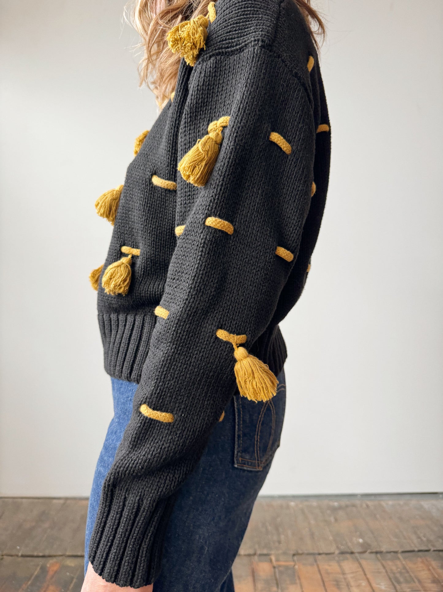 80s Tassel Cropped Sweater (S)