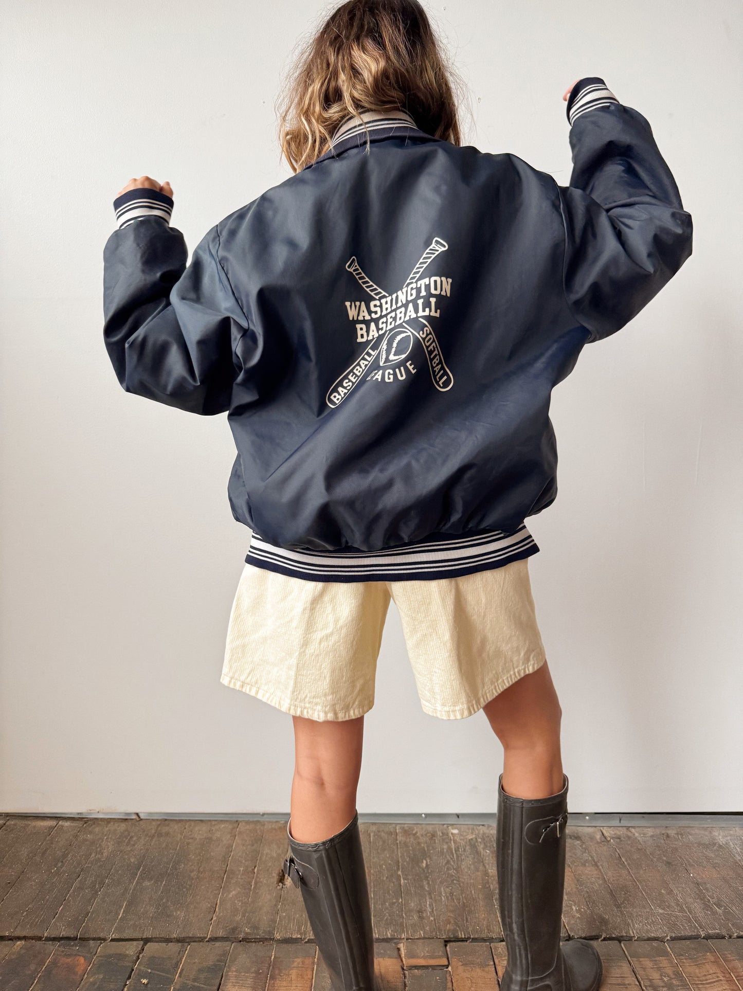 Varsity Baseball 80s Navy Jacket (L)
